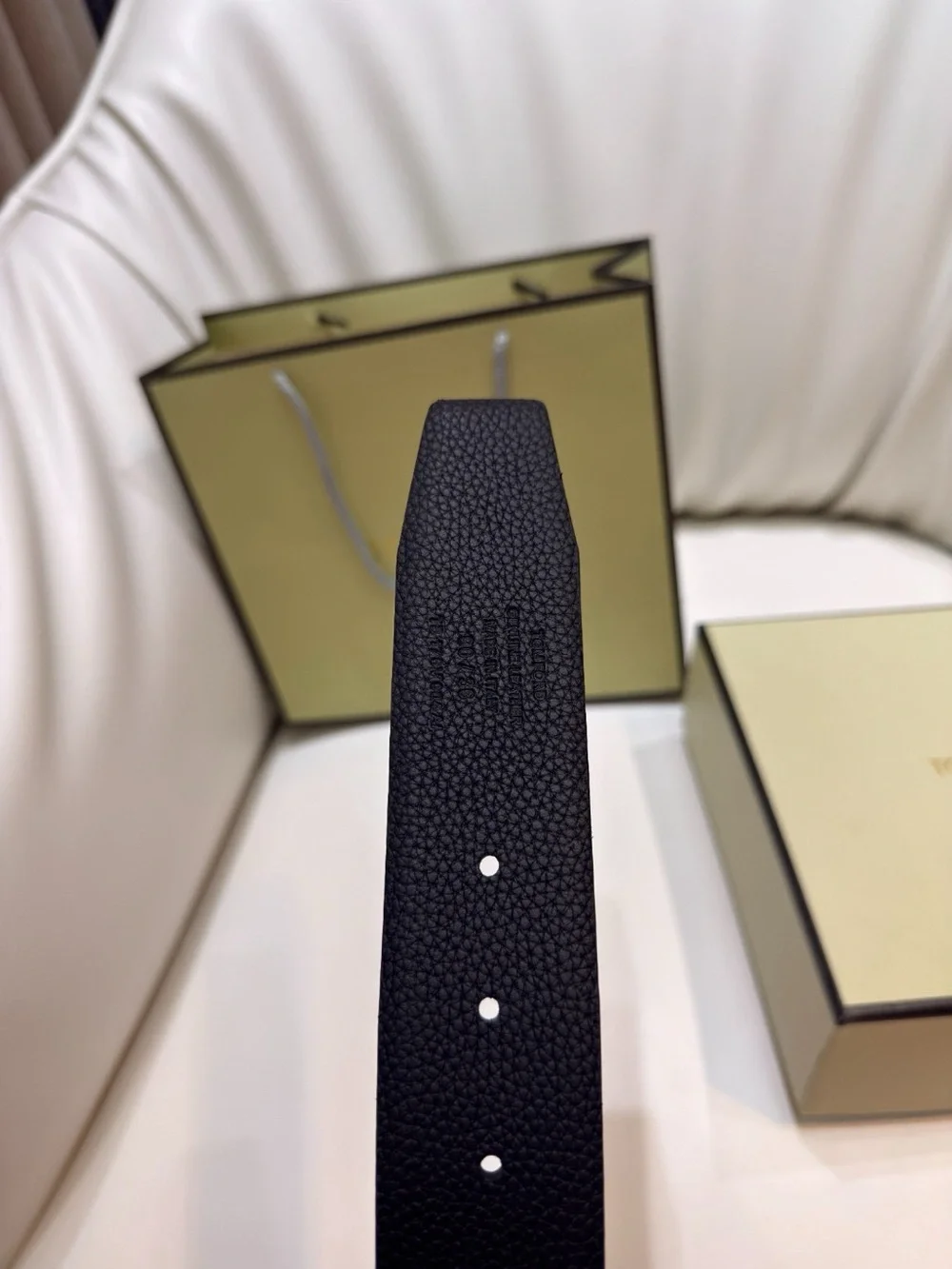 Tom Ford Black Leather Belt with Gold T Buckle